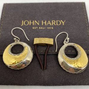 John Hardy Palu Hammered 22K Silver Earrings